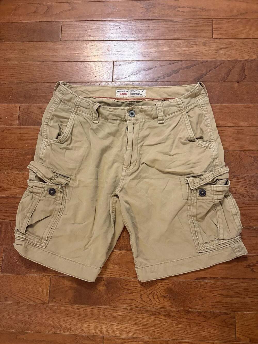 American Eagle Classic Men’s Size 36 Khaki Cargo Shorts Y2K Utility Cotton